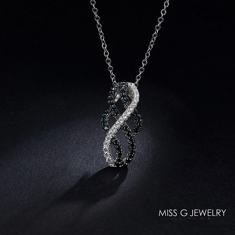 S925 Silver Pendant with double-color arc inlaid zircon jewelry manufacturers support sample customization