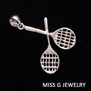 S925 Silver Tennis Racket Pendant large jewelry factory,OEM/ODM Jewelry Trade processing customized,Wholesale jewelry manufacturer