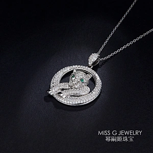 Hot-selling S925 round leopard with zircon features silver pendant jewelry factory custom wholesale