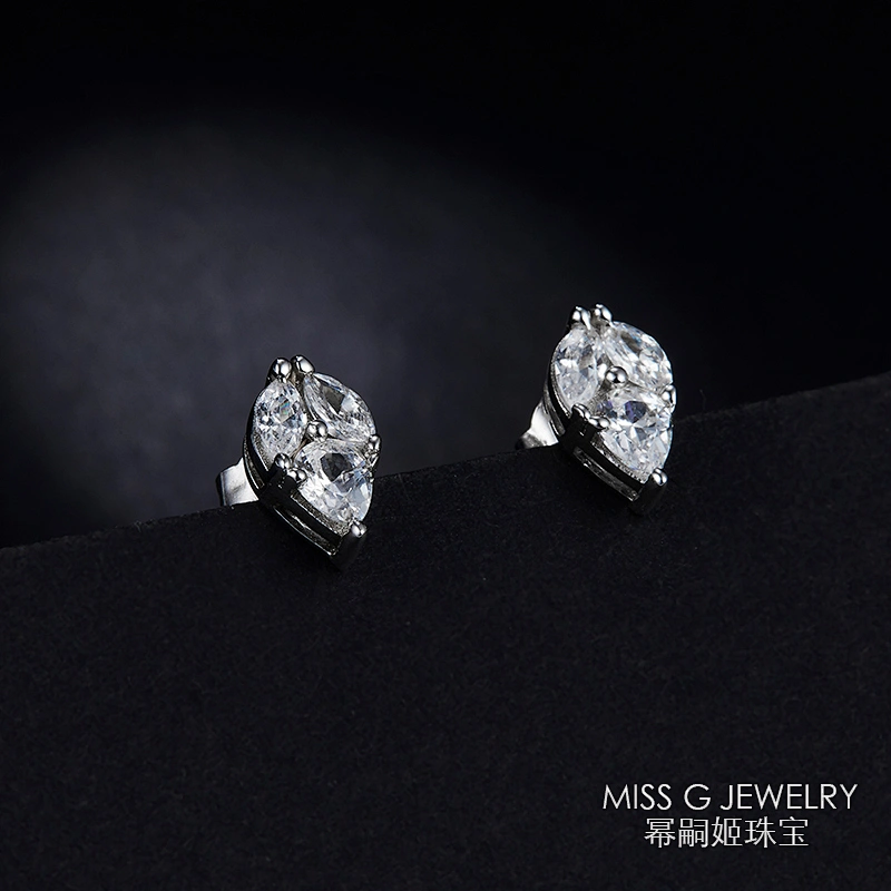 Fashion Leaf-shaped Ear Drop 925 Silver Middle Ear Nails large jewelry factory,OEM/ODM Jewelry Trade processing customized,Wholesale jewelry manufacturer