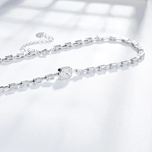 Embedded rectangular Necklace large jewelry factory,OEM/ODM Jewelry Trade processing customized,Wholesale jewelry manufacturer