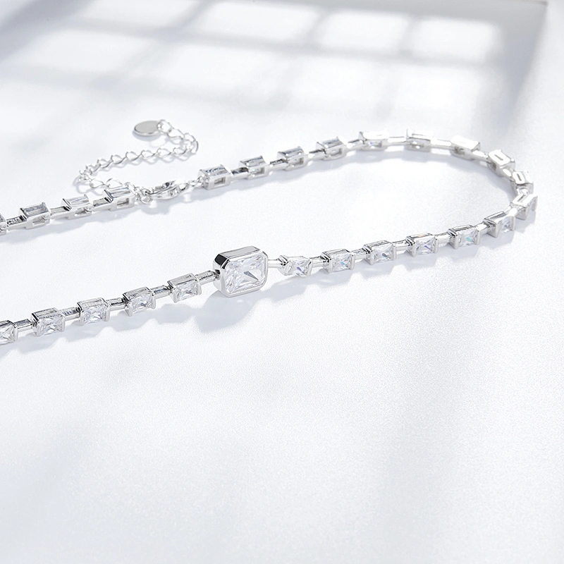Embedded rectangular Necklace large jewelry factory,OEM/ODM Jewelry Trade processing customized,Wholesale jewelry manufacturer