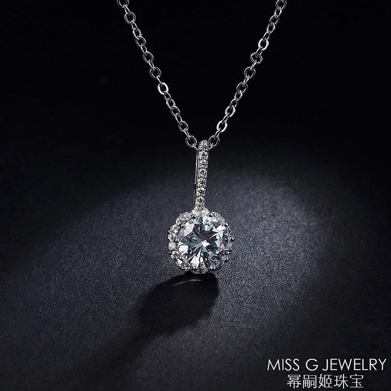 Simple atmospheric Zircon Necklace Pendant S925 Silver Pendant hot-selling jewelry factory customization