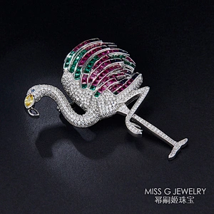 Coloured Swan Brooch large jewelry factory,OEM/ODM Jewelry Trade processing customized,Wholesale jewelry manufacturer