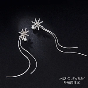 925 Silver long fringed Earrings winter flower earrings large jewelry factory,OEM/ODM Jewelry Trade processing customized,Wholesale jewelry manufacturer