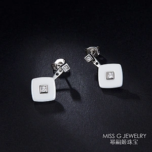 New Fashion Simple White Square Baitao Earrings large jewelry factory,OEM/ODM Jewelry Trade processing customized,Wholesale jewelry manufacturer