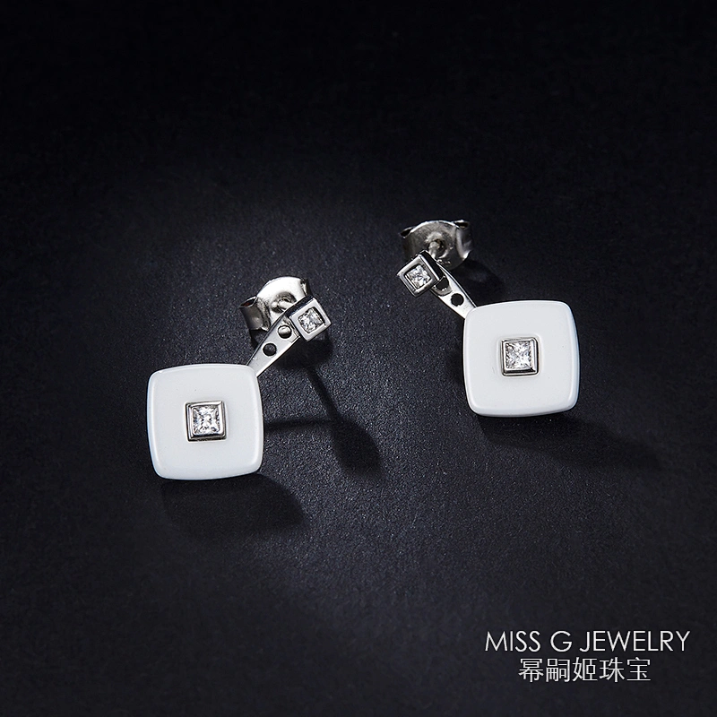 New Fashion Simple White Square Baitao Earrings large jewelry factory,OEM/ODM Jewelry Trade processing customized,Wholesale jewelry manufacturer