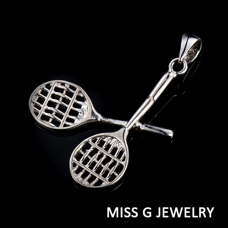 S925 Silver Tennis Racket Pendant large jewelry factory,OEM/ODM Jewelry Trade processing customized,Wholesale jewelry manufacturer