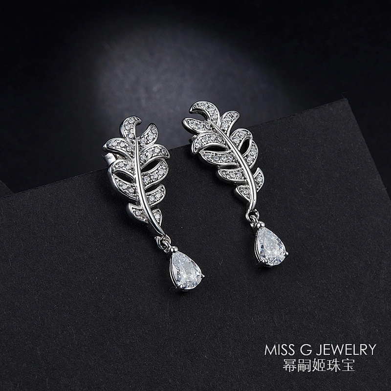 Earrings 925 Silver elegant temperament ear nail jewelry grass style large jewelry factory,OEM/ODM Jewelry Trade processing customized,Wholesale jewelry manufacturer