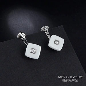 New Fashion Simple White Square Baitao Earrings large jewelry factory,OEM/ODM Jewelry Trade processing customized,Wholesale jewelry manufacturer