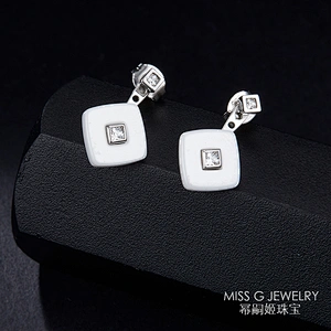 New Fashion Simple White Square Baitao Earrings large jewelry factory,OEM/ODM Jewelry Trade processing customized,Wholesale jewelry manufacturer