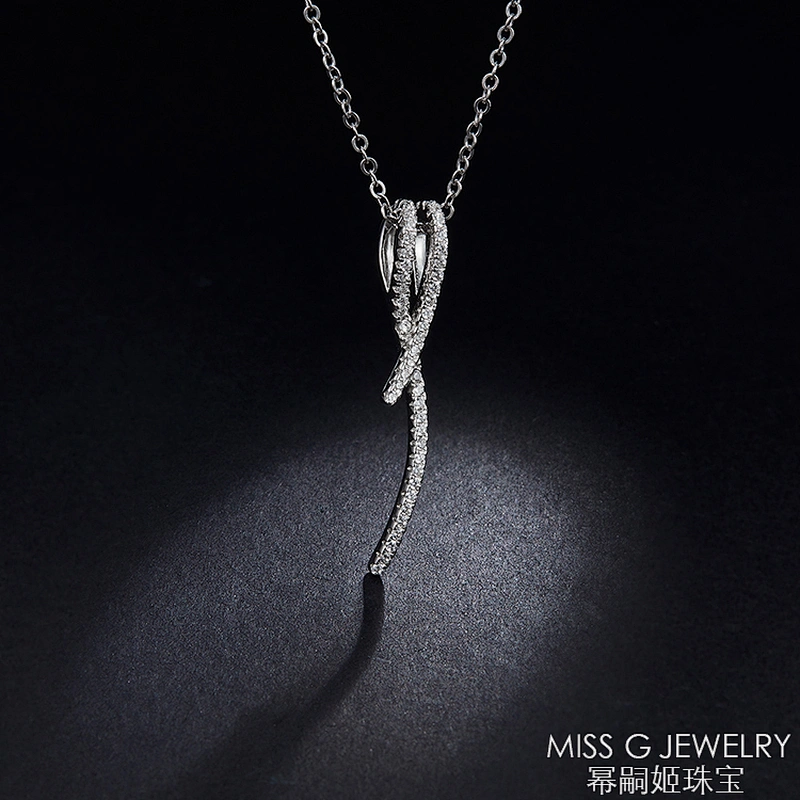 S925 Silver Pendant Fashion ribbon zircon inlaid jewelry silver jewelry manufacturers support sample customization