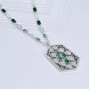 Emerald Necklace 925 silver pearl Ring  925 silver jewelry factory