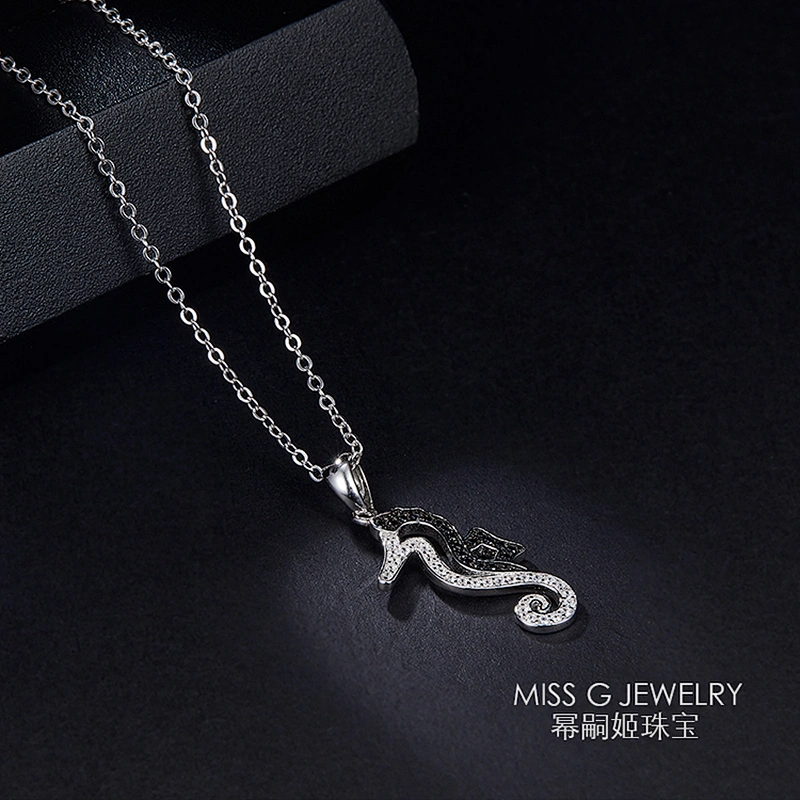 S925 Silver pendant exquisite cute little hippocampus diamond necklace pendant jewelry factory customization