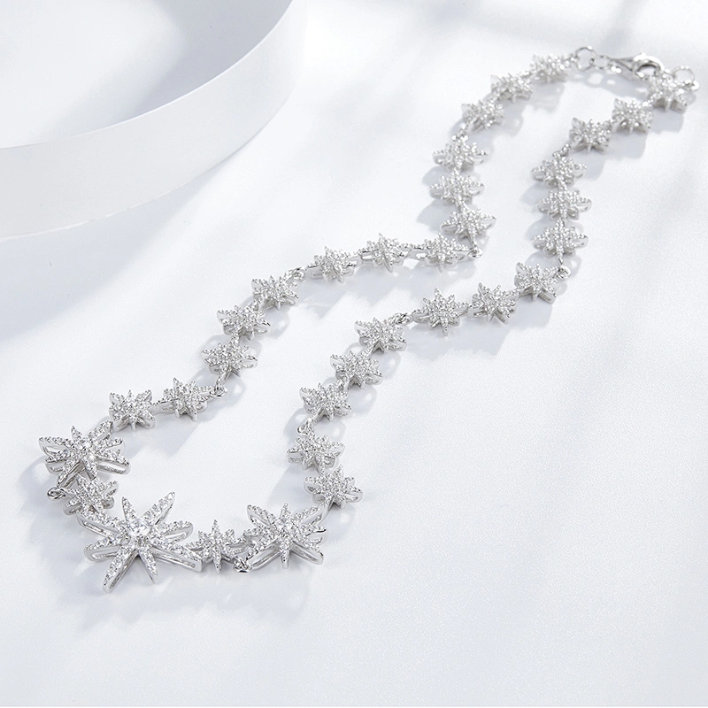 Zircon Snowflake Necklace large jewelry factory,OEM/ODM Jewelry Trade processing customized,Wholesale jewelry manufacturer