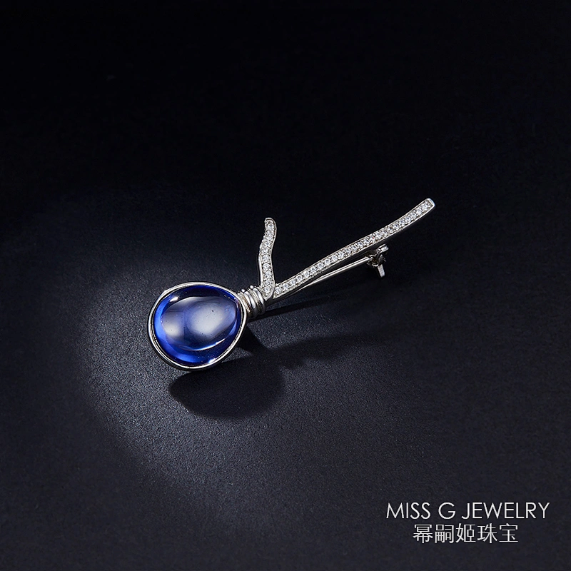 Sapphire Brooch inlaid large jewelry factory,OEM/ODM Jewelry Trade processing customized,Wholesale jewelry manufacturer