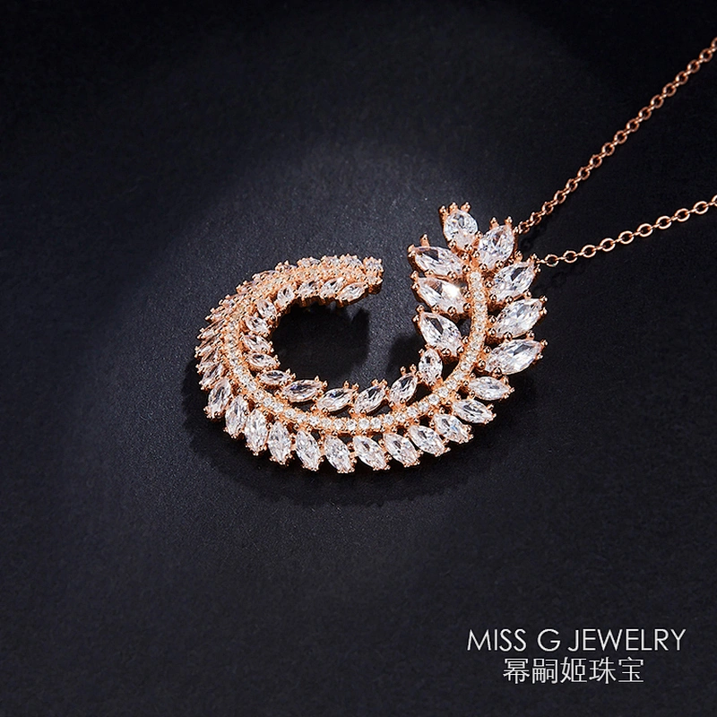 S925 Silver pendant new product characteristic zircon necklace with branches and leaves pendant jewelry factory customized direct wholesale