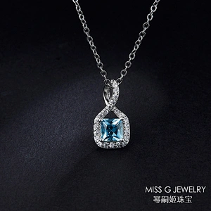 Blue zircon Diamond Pendant OEM/ODM Jewelry Trade processing customized,Wholesale jewelry manufacturer