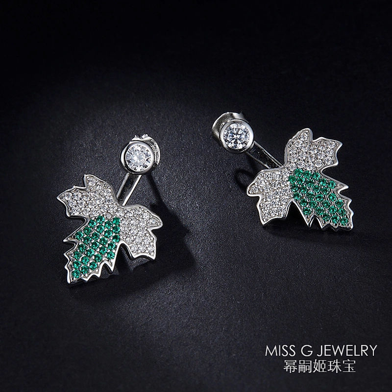 Pure Silver Jewelry Factory S925 Silver Maple Leaf Earrings