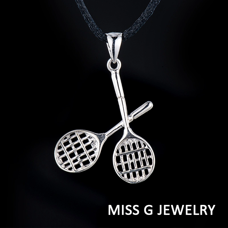 S925 Silver Tennis Racket Pendant large jewelry factory,OEM/ODM Jewelry Trade processing customized,Wholesale jewelry manufacturer