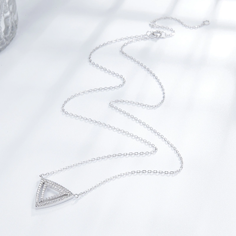 Zircon-inlaid triangular hollow Pendant large jewelry factory,OEM/ODM Jewelry Trade processing customized,Wholesale jewelry manufacturer