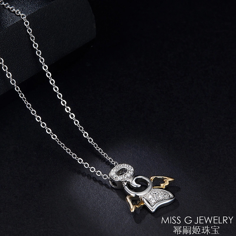 S925 Silver Pendant Angel Zircon Necklace Pendant Jewelry Factory Custom Wholesale Agent