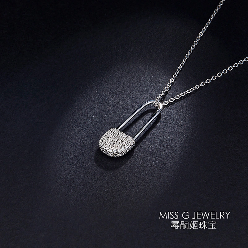 S925 Silver Lock Hanging Personalized Zircon Necklace Hanging Jewelry Factory Customized Direct Selling
