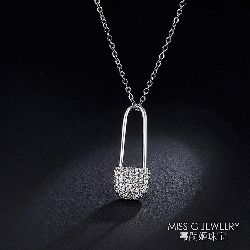 S925 Silver Lock Hanging Personalized Zircon Necklace Hanging Jewelry Factory Customized Direct Selling