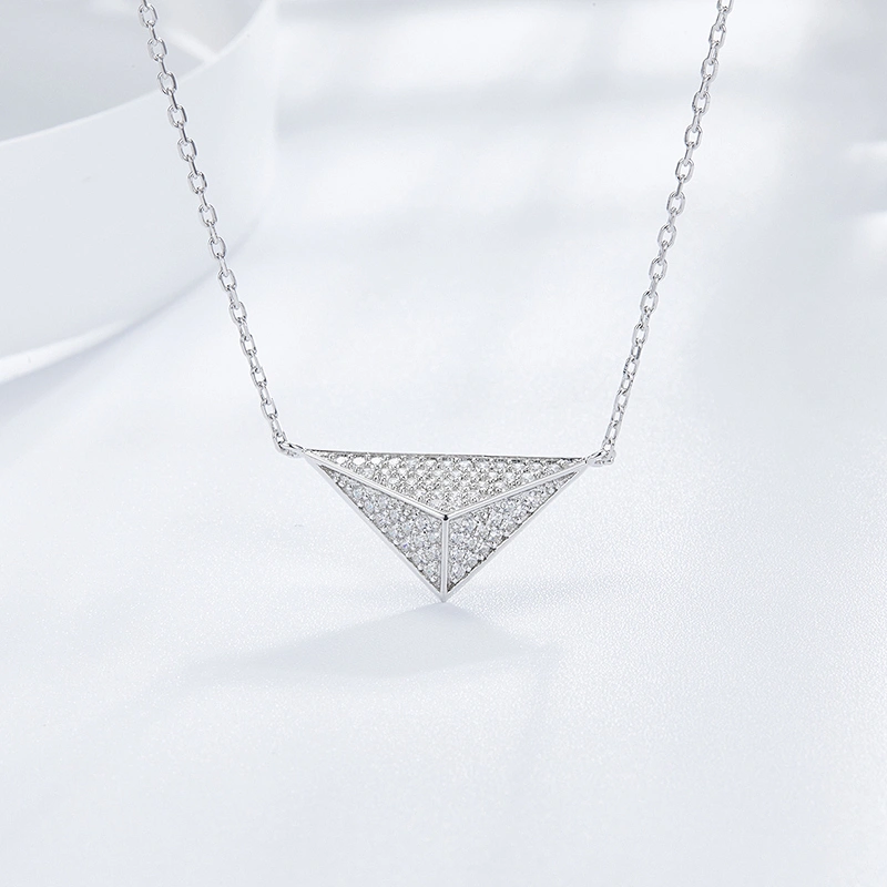 Zircon-inlaid triangular Pendant large jewelry factory,OEM/ODM Jewelry Trade processing customized,Wholesale jewelry manufacturer