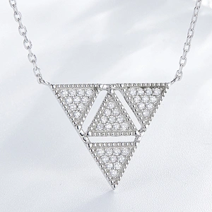 Zircon-inlaid triangular Pendant large jewelry factory,OEM/ODM Jewelry Trade processing customized,Wholesale jewelry manufacturer