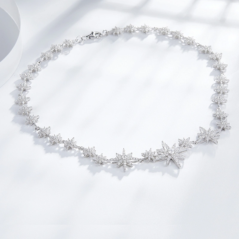 Zircon Snowflake Necklace large jewelry factory,OEM/ODM Jewelry Trade processing customized,Wholesale jewelry manufacturer