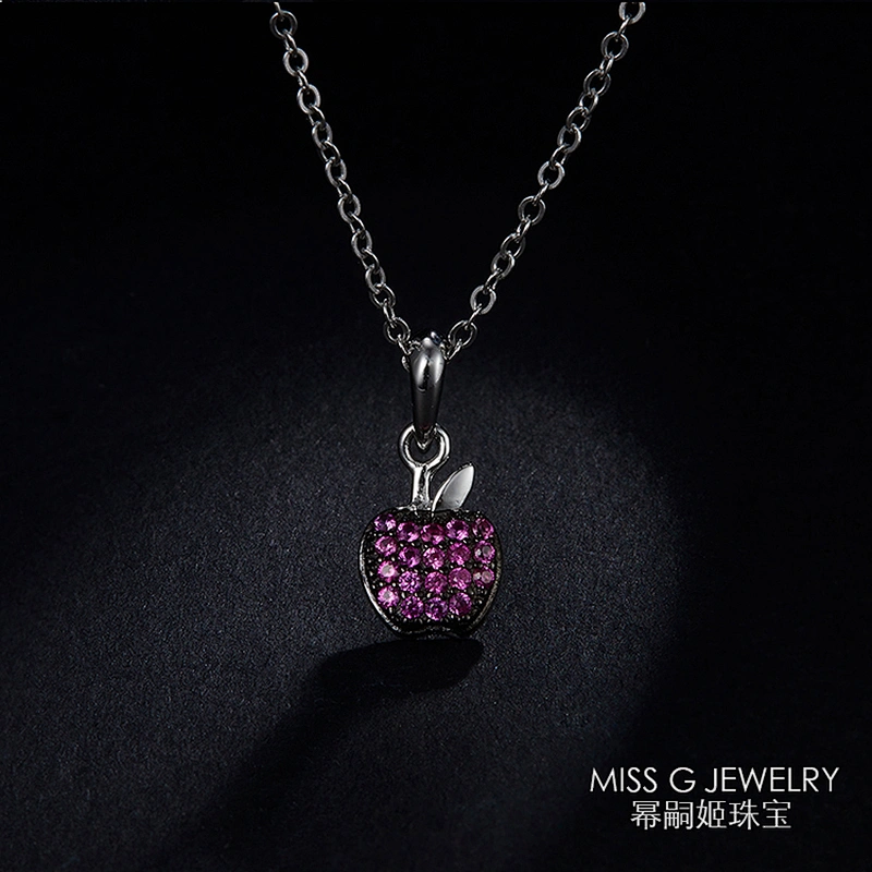 Apple pendant inlaid with purple zircon OEM/ODM Jewelry Trade processing customized,Wholesale jewelry manufacturer