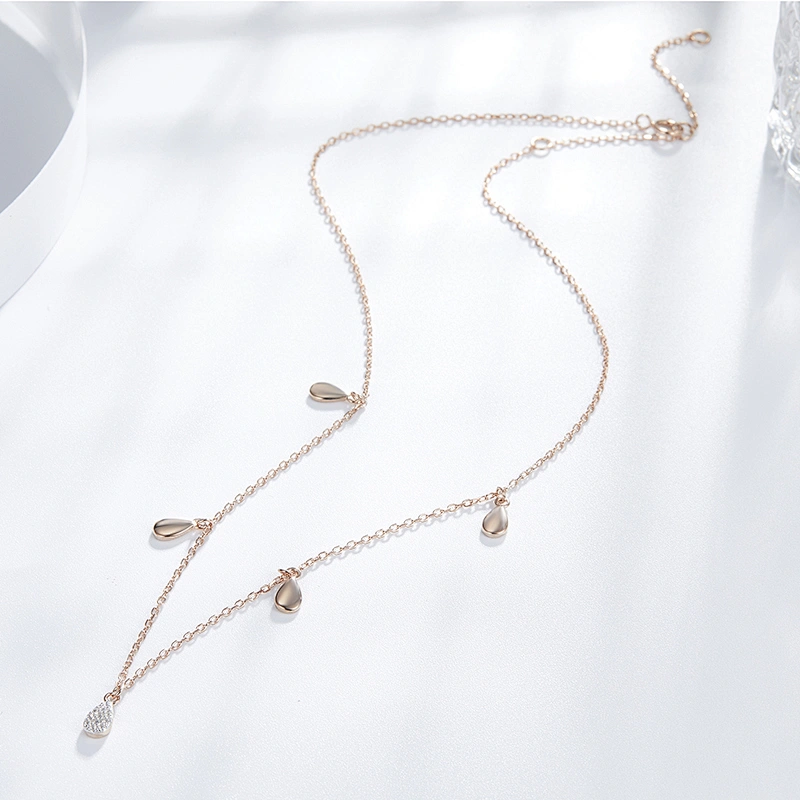 Droplet-shaped rose gold necklace large jewelry factory,OEM/ODM Jewelry Trade processing customized,Wholesale jewelry manufacturer
