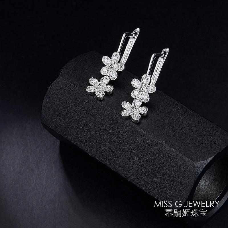 S925 Silver Five-petal Flower Earrings large jewelry factory,OEM/ODM Jewelry Trade processing customized,Wholesale jewelry manufacturer