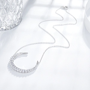 Moon Zircon Necklace Moon Zircon Necklace 925 sterling silver inlay zircon animals jewelry factory,missgjewelry.com
