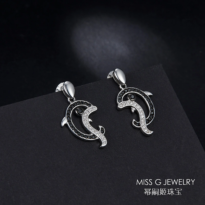Animal Dolphin Earrings S925 Silver large jewelry factory,OEM/ODM Jewelry Trade processing customized,Wholesale jewelry manufacturer