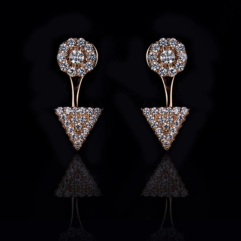 S925 Silver Trendy Personality Embedded Zircon Rose Gold Earrings large jewelry factory,OEM/ODM Jewelry Trade processing customized,Wholesale jewelry manufacturer