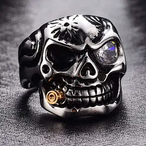 Bullet Skull Ring large jewelry factory,OEM/ODM Jewelry Trade processing customized,Wholesale jewelry manufacturer