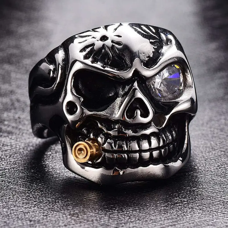 Bullet Skull Ring large jewelry factory,OEM/ODM Jewelry Trade processing customized,Wholesale jewelry manufacturer