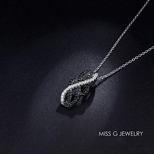 S925 Silver Pendant with double-color arc inlaid zircon jewelry manufacturers support sample customization