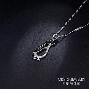 Small Penguin Zircon Necklace Pendant S925 Silver Pendant Jewelry Factory Customized Direct Sale Wholesale