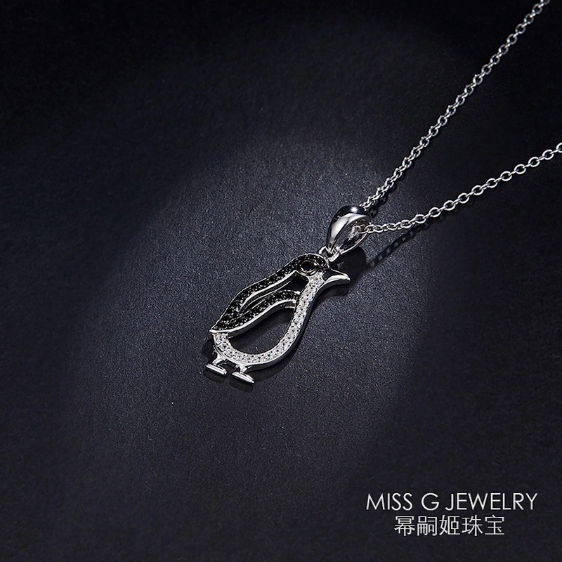 Small Penguin Zircon Necklace Pendant S925 Silver Pendant Jewelry Factory Customized Direct Sale Wholesale