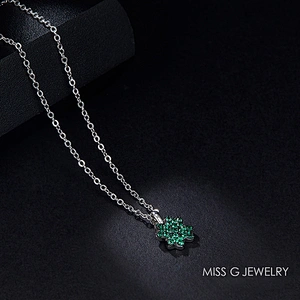 Cui-green flower-like diamond necklace pendant S925 silver pendant jewelry factory customized direct wholesale