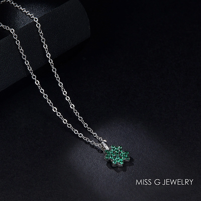 Cui-green flower-like diamond necklace pendant S925 silver pendant jewelry factory customized direct wholesale