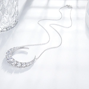 Crescent inlaid Zircon Necklace large jewelry factory,OEM/ODM Jewelry Trade processing customized,Wholesale jewelry manufacturer