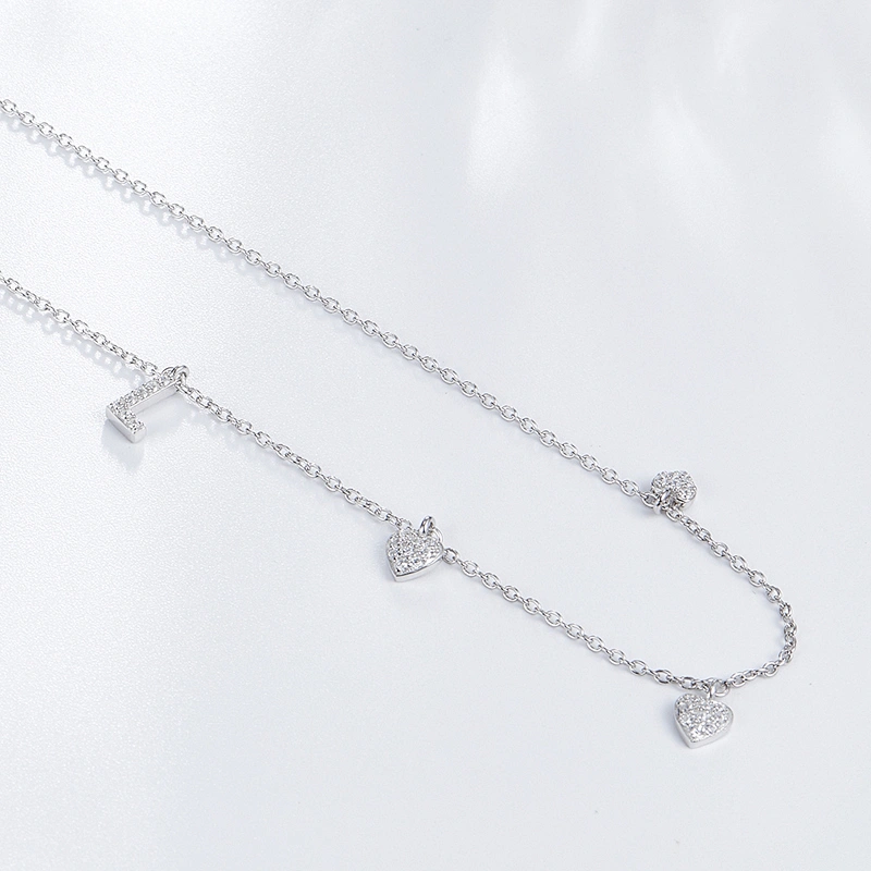 Zircon Necklace LOVE Necklace 925 sterling silver inlay zircon animals jewelry factory,missgjewelry.com