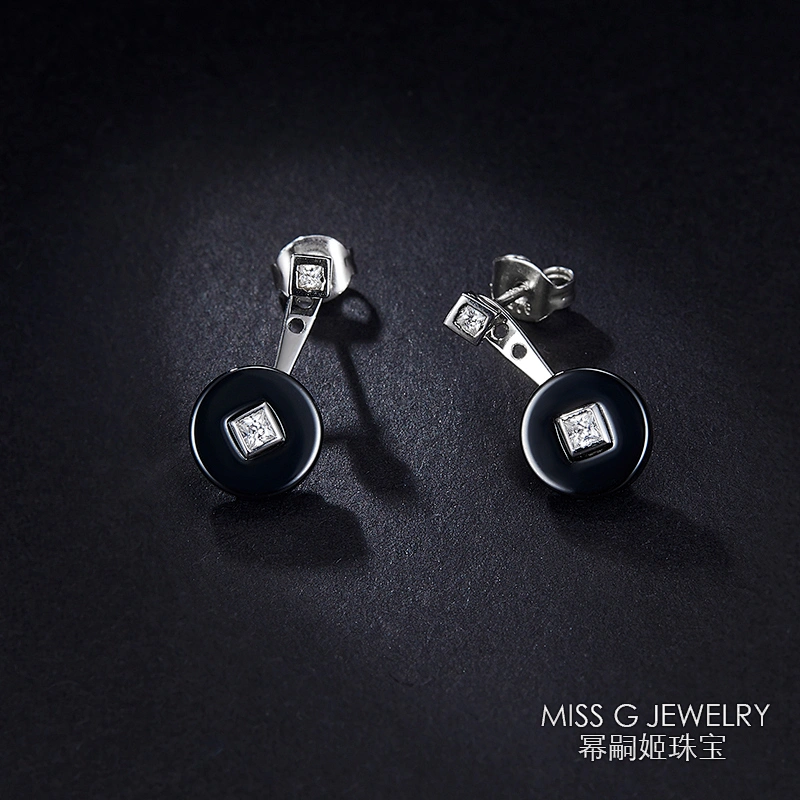 New Summer Fashion Simple Round Black Edge Drilled Earrings large jewelry factory,OEM/ODM Jewelry Trade processing customized,Wholesale jewelry manufacturer