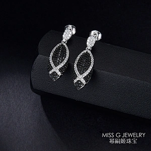 S925 Silver Black Gem Fashion Jewelry Earrings large jewelry factory,OEM/ODM Jewelry Trade processing customized,Wholesale jewelry manufacturer
