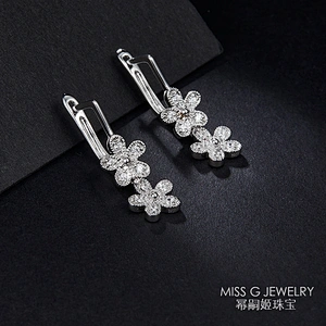 S925 Silver Five-petal Flower Earrings large jewelry factory,OEM/ODM Jewelry Trade processing customized,Wholesale jewelry manufacturer