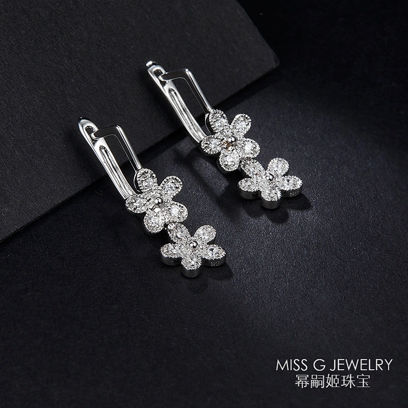 S925 Silver Five-petal Flower Earrings large jewelry factory,OEM/ODM Jewelry Trade processing customized,Wholesale jewelry manufacturer